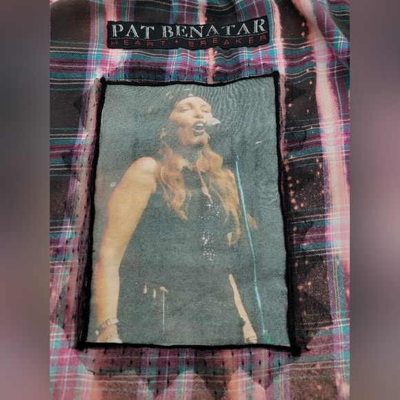 Pat Benatar Upcycled Rock Band Flannel - Picture 4 of 12